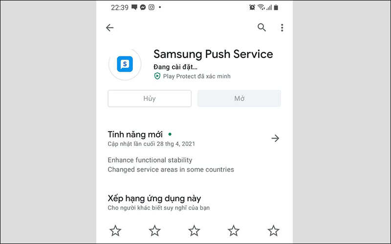 Cài đặt Samsung Push Service